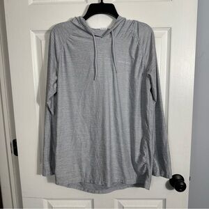 Devops size M gray performance hoodie, poly/spandex, stretch, long sleeve, fall
